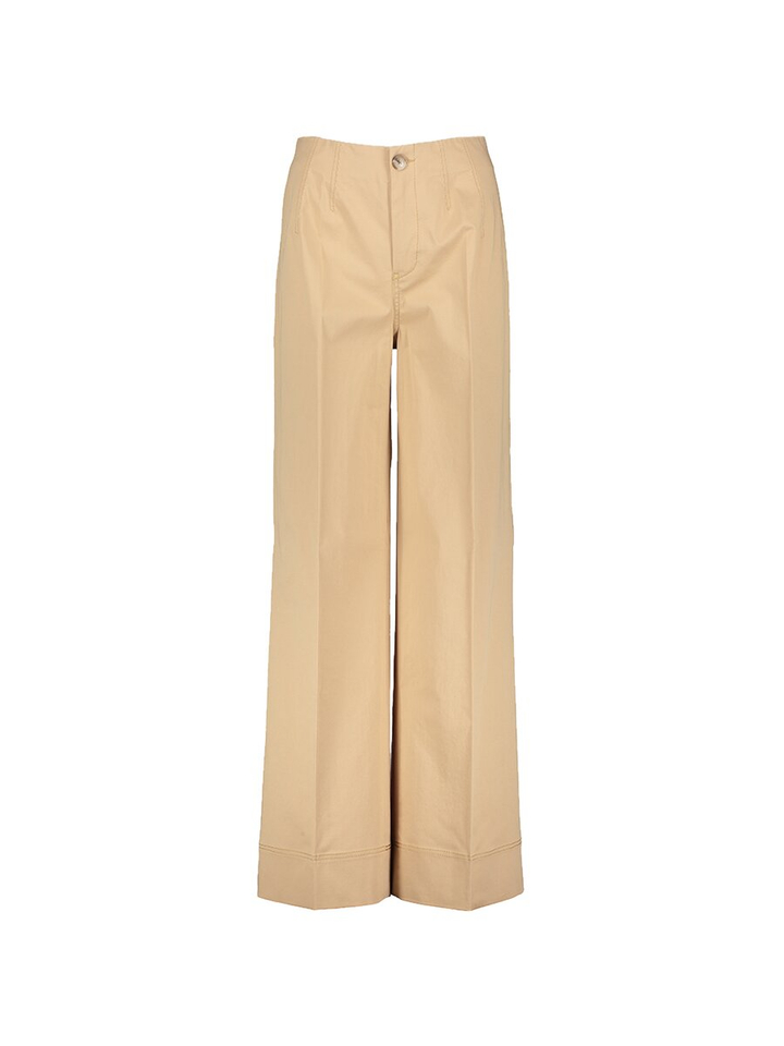 Camel kleurige wijde broek met bandplooi en hoge taille Portia Xandres