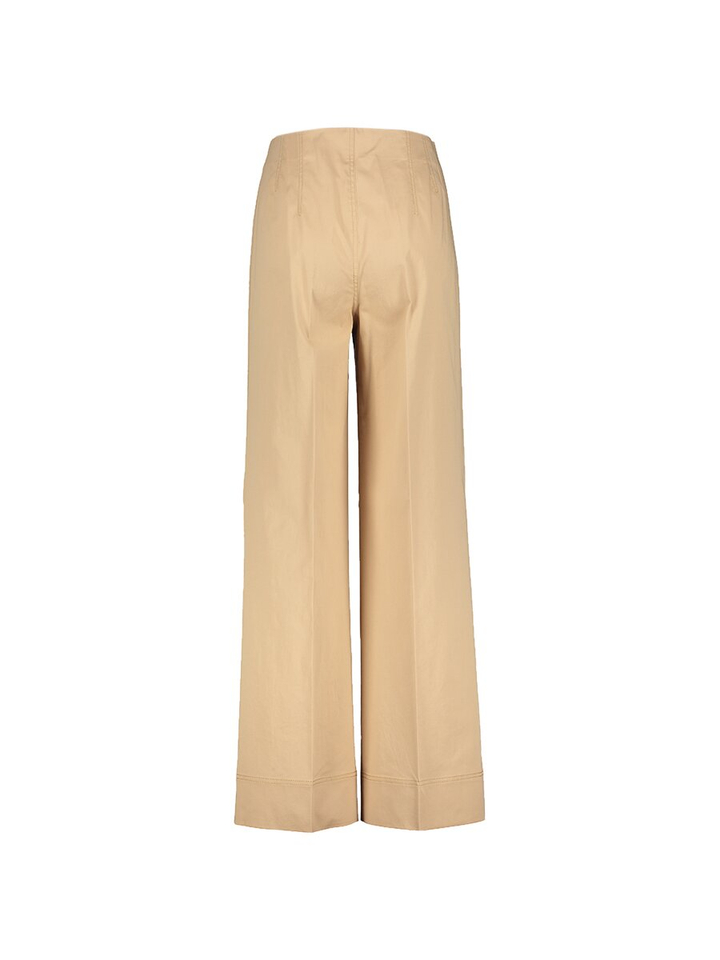 Camel kleurige wijde broek met bandplooi en hoge taille Portia Xandres