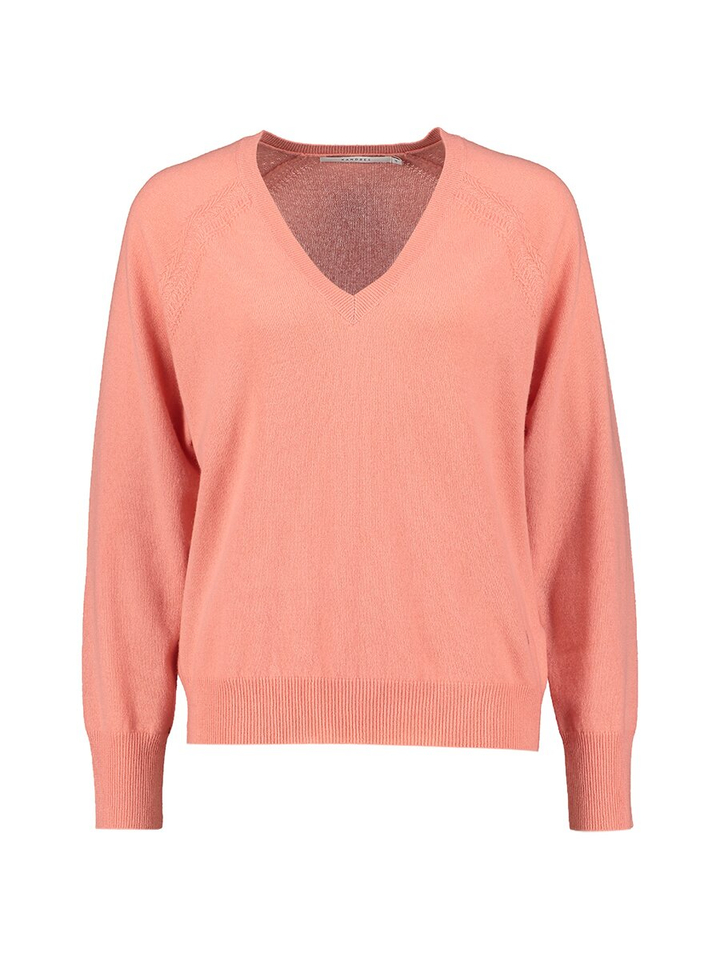 Roze trui met V hals in cashmere Kaimma Xandres