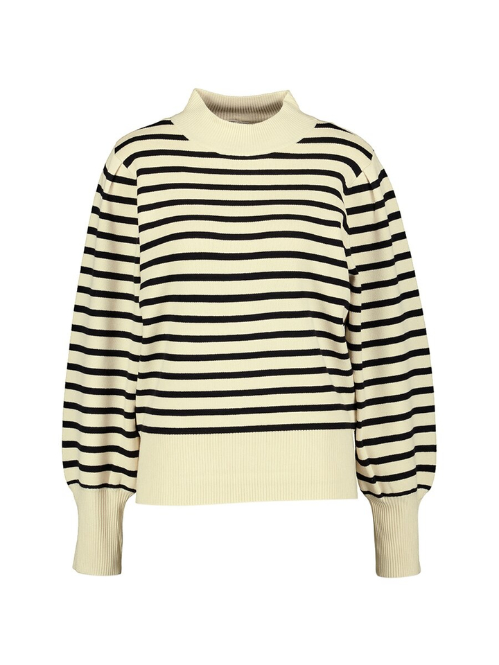 Ecru pull met zwarte horizontale strepen Yasfonny Y.A.S