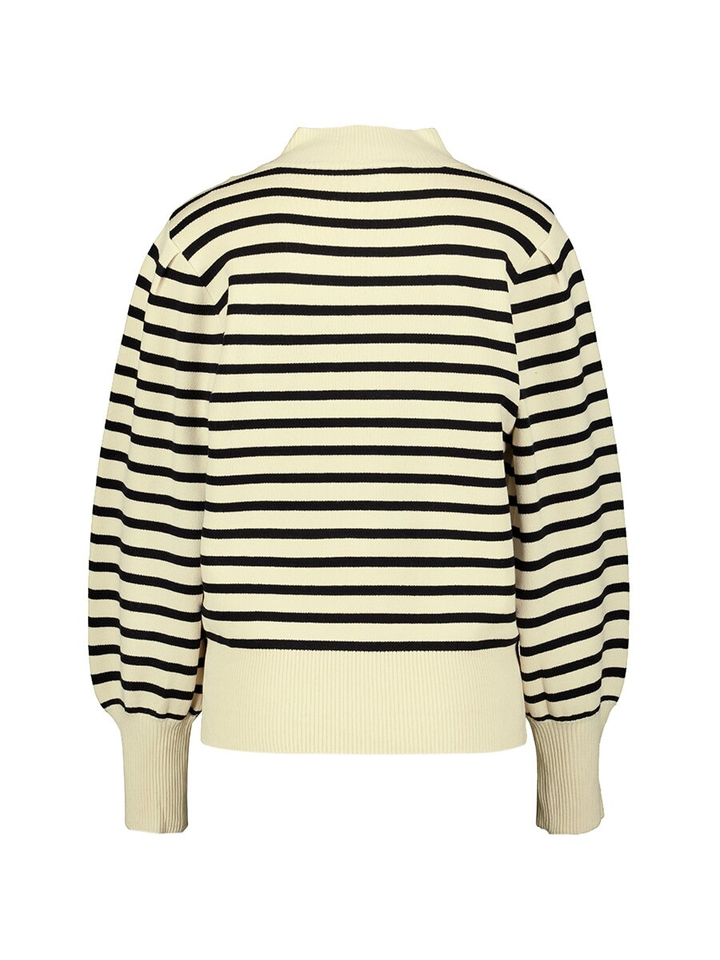 Ecru pull met zwarte horizontale strepen Yasfonny Y.A.S