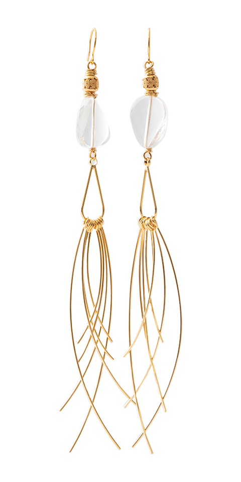 Symmetrische oorbellen lang ovaal kristal Drop Murielle Perrotti