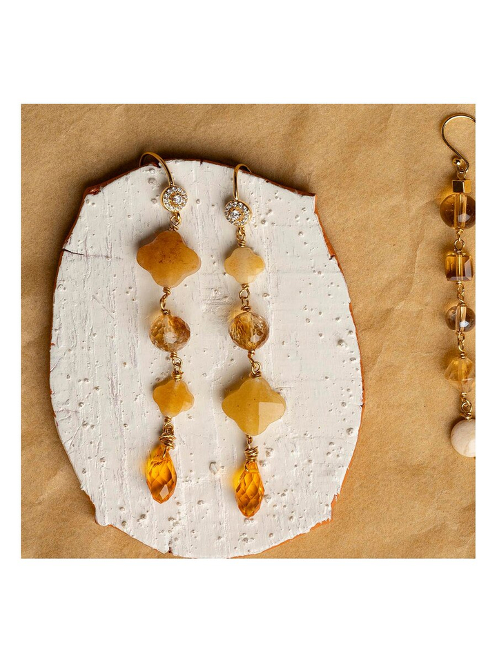Asymmetrische oorbellen met kristal aventurijn & citrien Hello Murielle Perrotti 