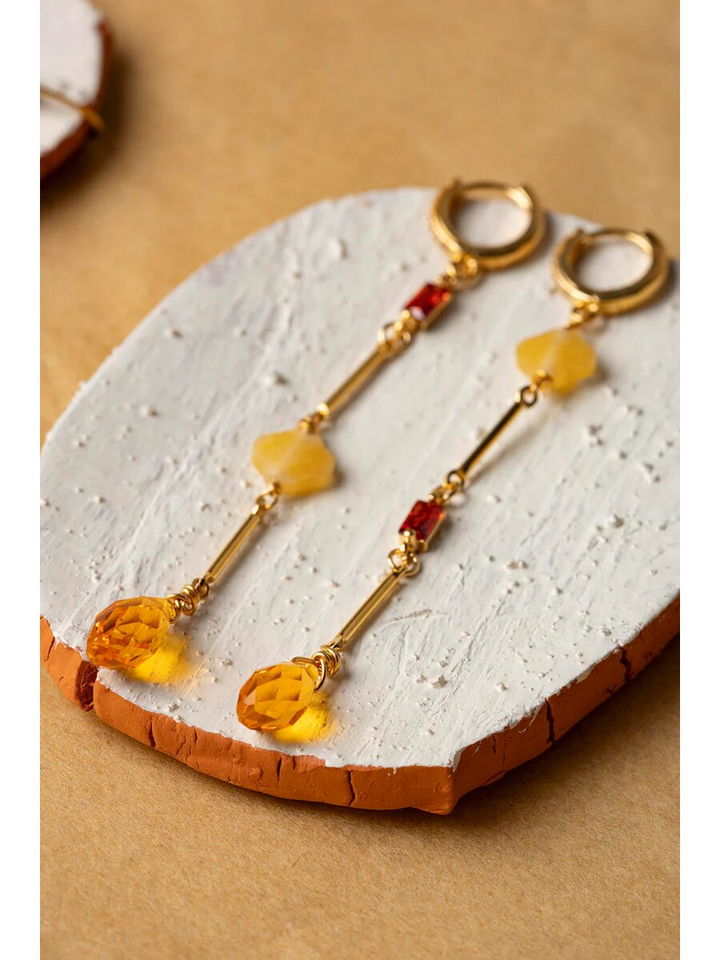 Klavertje oorbellen met aventurij kristal & zirkonia Hello Murielle Perrotti 