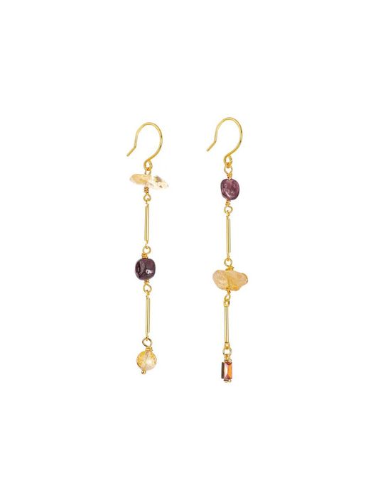 Asymmetrische oorbellen met citrien granaat & zirkonia Idyl Murielle Perrotti