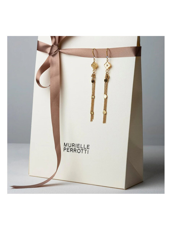 Zirkonia & klavertje 3-rij ketting oorbel Murphy Murielle Perrotti