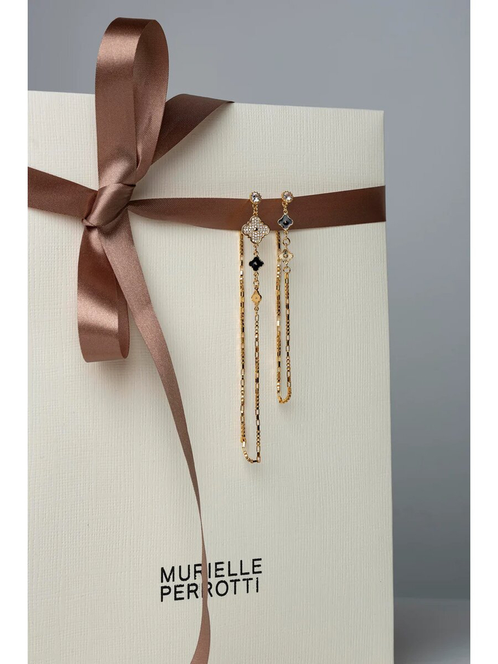 Klavertje strass & ketting oorbel Murphy Murielle Perrotti