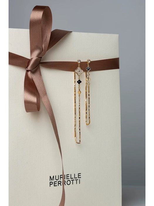 Klavertje strass & ketting oorbel Murphy Murielle Perrotti