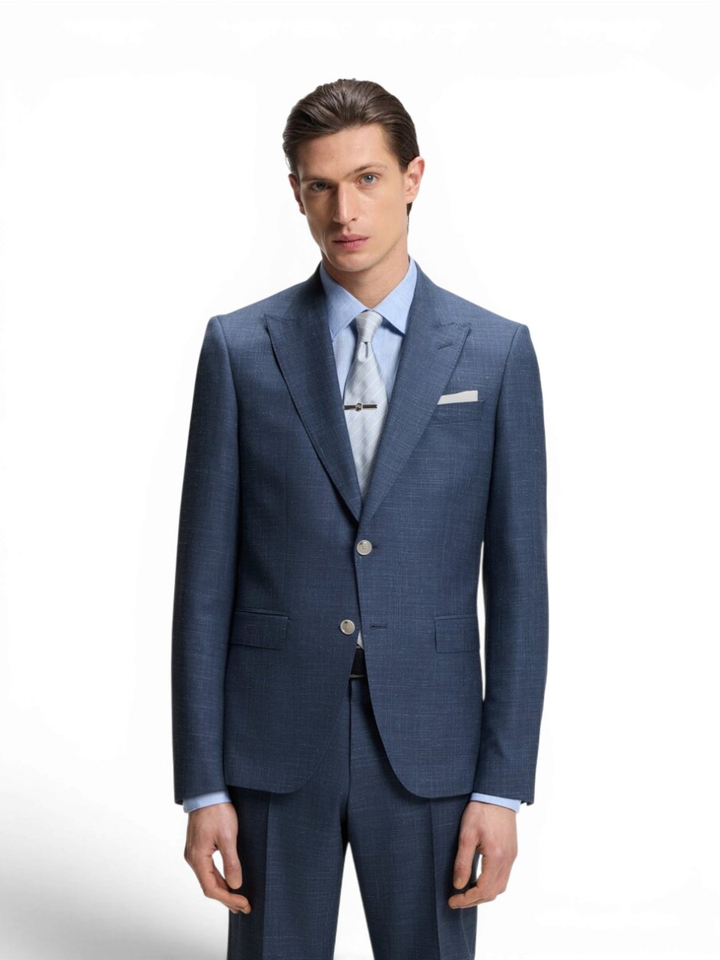 Blauwe slim fit kostuumblazer Hugo Boss