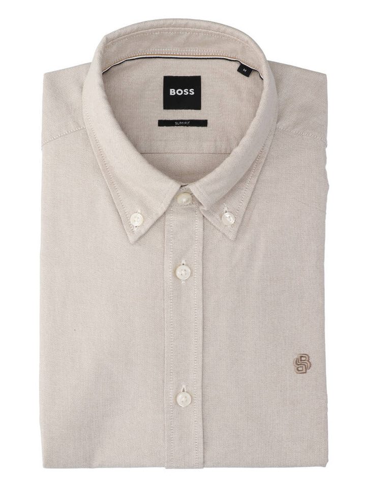 Beige katoenen hemd (slim fit) met lange mouwen Hugo Boss 