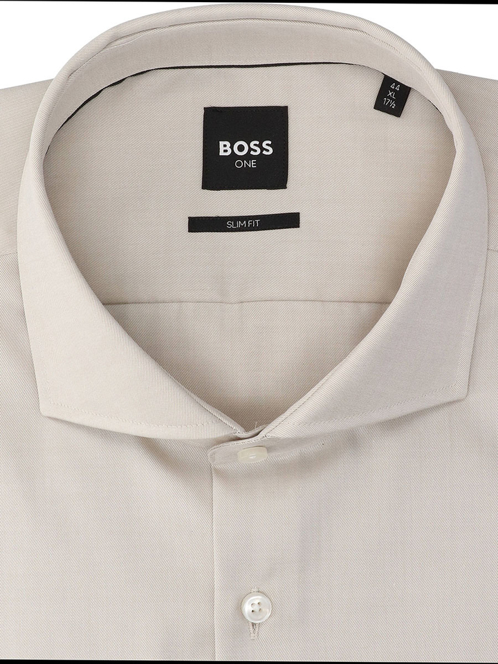Dark beige katoenen hemd (slim fit) met lange mouwen Hugo Boss