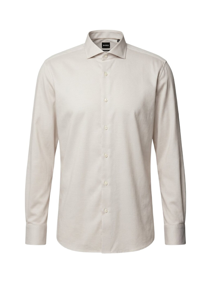Dark beige katoenen hemd (regular fit) met details en lange mouwen Hugo Boss