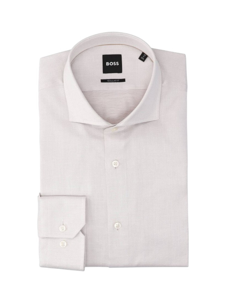 Dark beige katoenen hemd (regular fit) met details en lange mouwen Hugo Boss