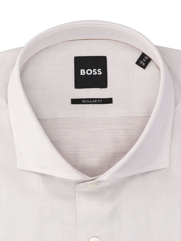 Dark beige katoenen hemd (regular fit) met details en lange mouwen Hugo Boss