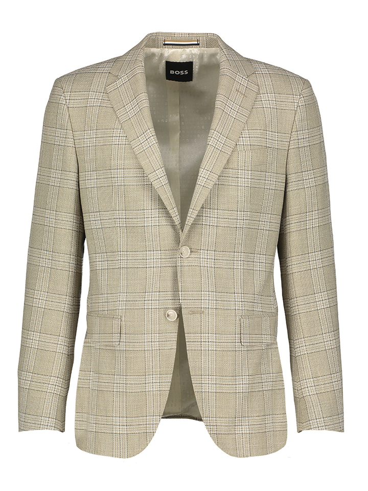 Beige groen geruite blazer Hutson Hugo Boss