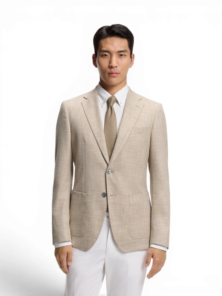 Beige geruite blazer Hutson Hugo Boss