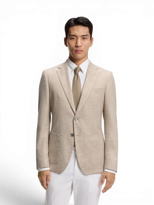 Beige geruite blazer Hutson Hugo Boss