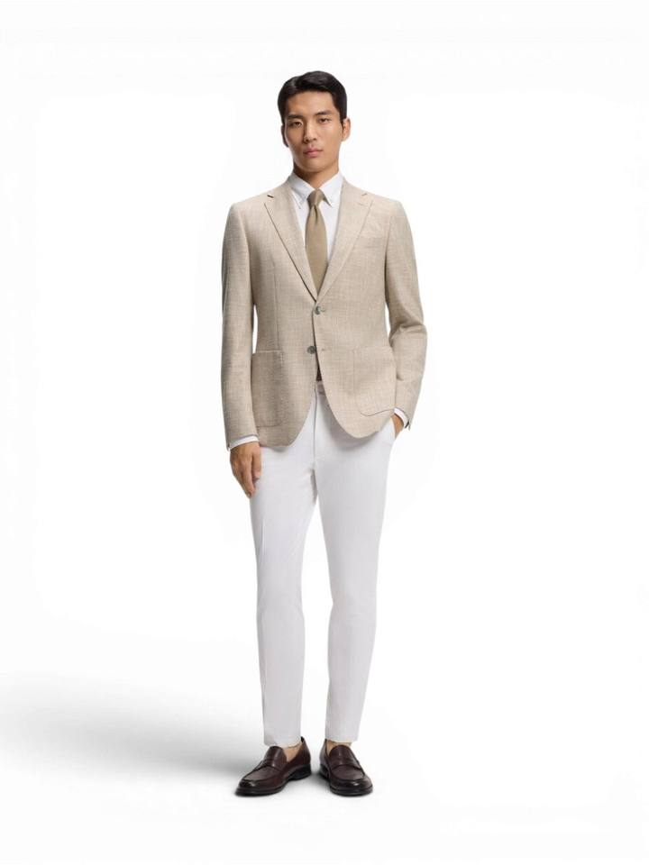 Beige geruite blazer Hutson Hugo Boss