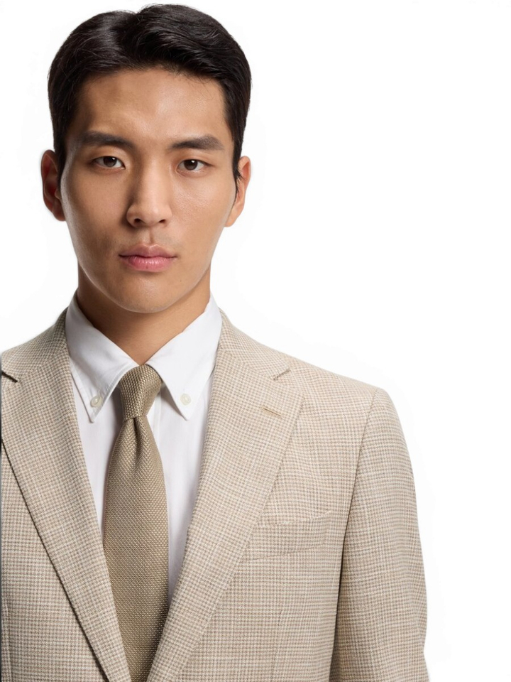 Beige geruite blazer Hutson Hugo Boss