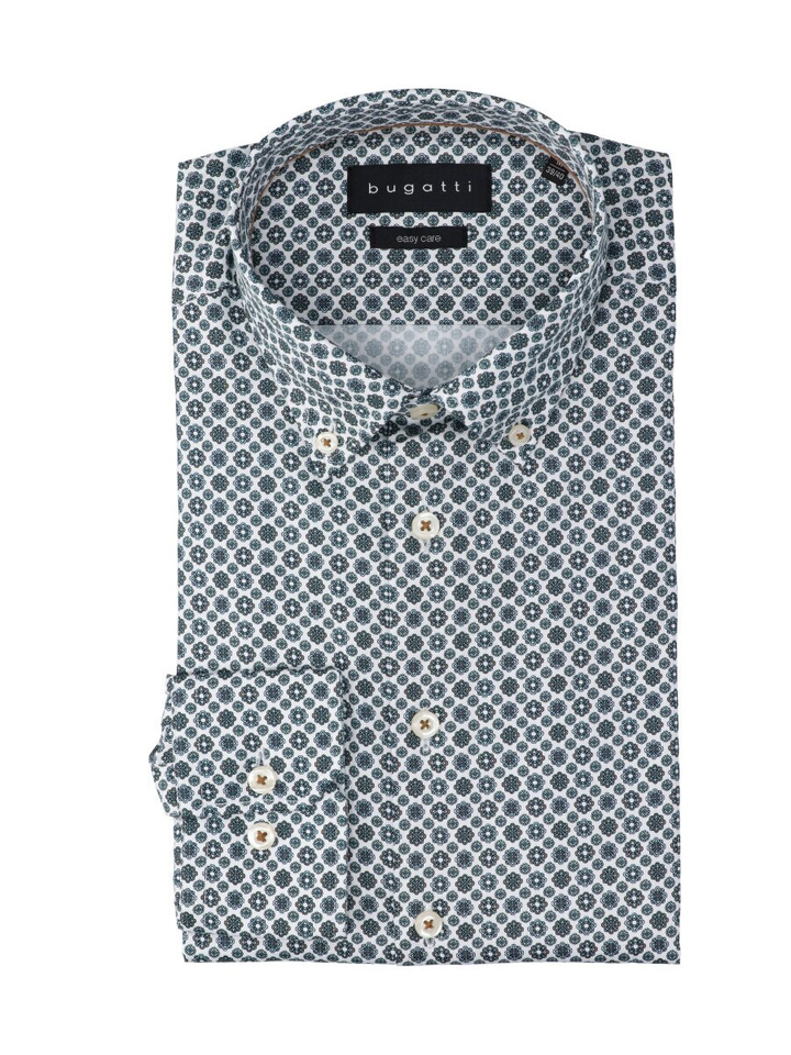 Wit katoenen hemd (regular fit) met details en lange mouwen Bugatti