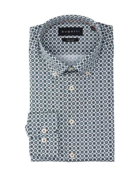 Wit katoenen hemd (regular fit) met details en lange mouwen Bugatti