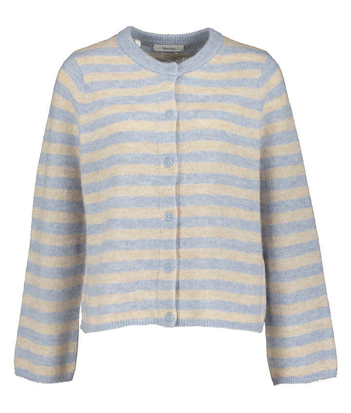Blauw beige gestreepte cardigan Selected 