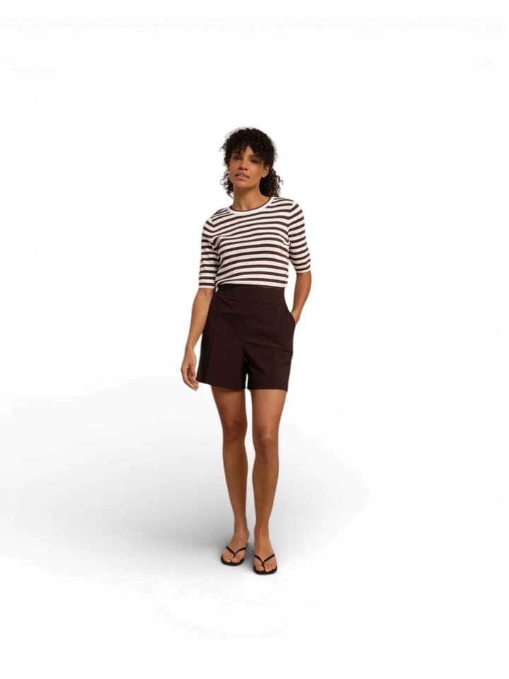 Bruine ecru gestreepte t-shirt Studio Anneloes