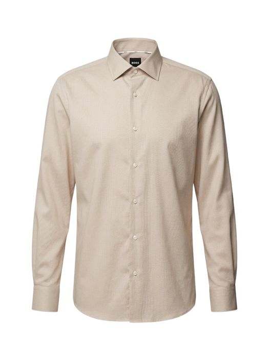 Light beige katoenen hemd (regular fit) met details en lange mouwen Hugo Boss