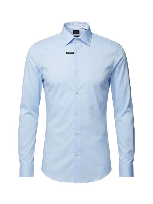 Light/Pastel Blue katoenen hemd (slim fit) en lange mouwen Hugo Boss