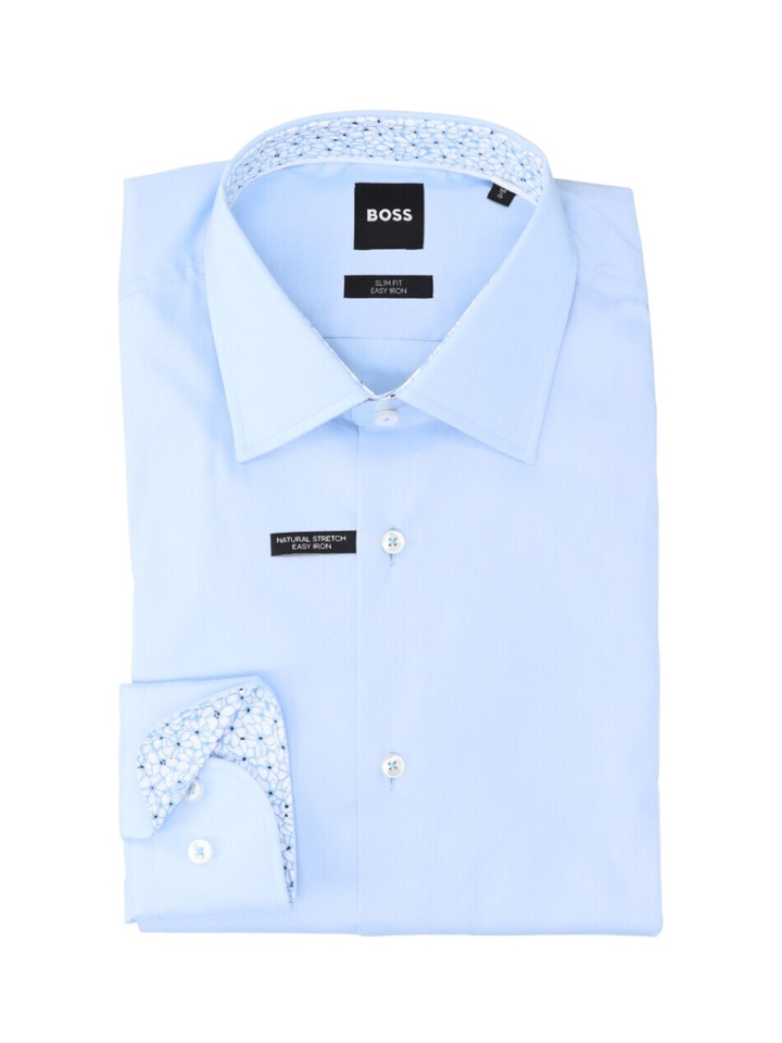 Light/Pastel Blue katoenen hemd (slim fit) en lange mouwen Hugo Boss