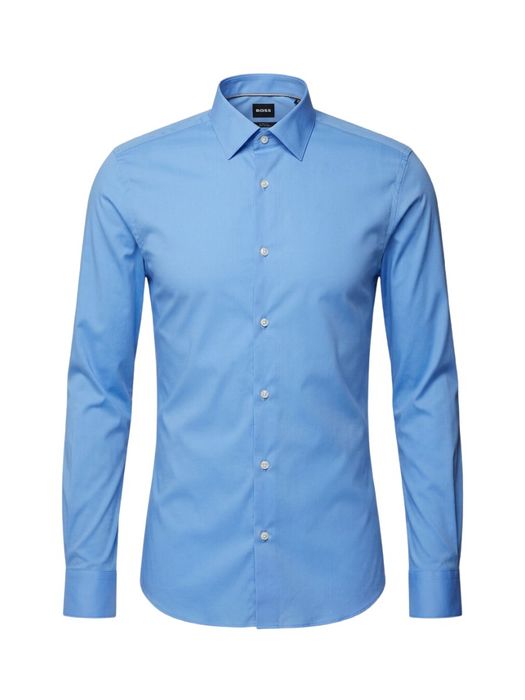 Bright Blue katoenen hemd (slim fit) met lange mouwen Hugo Boss