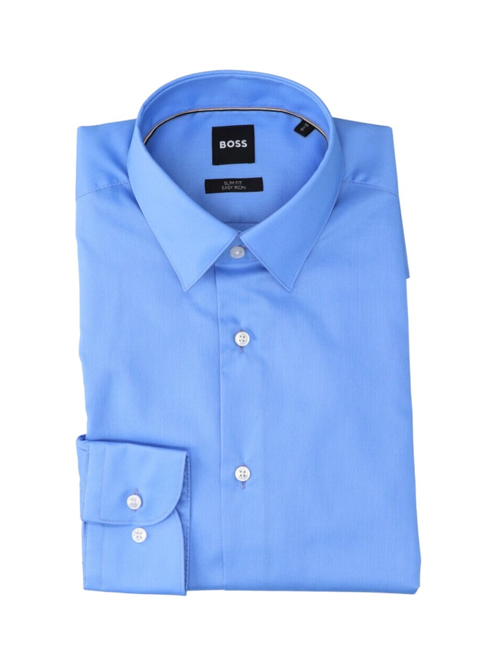 Bright Blue katoenen hemd (slim fit) met lange mouwen Hugo Boss