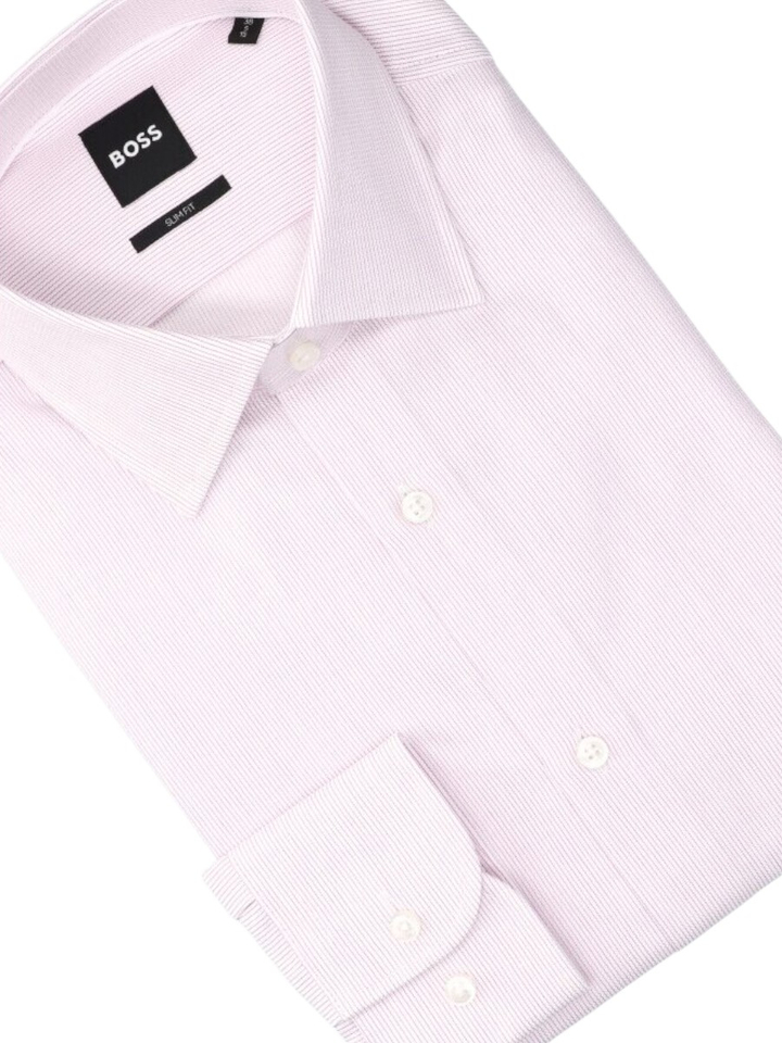 Medium pink katoenen hemd (slim fit) met lange mouwen Hank Hugo Boss