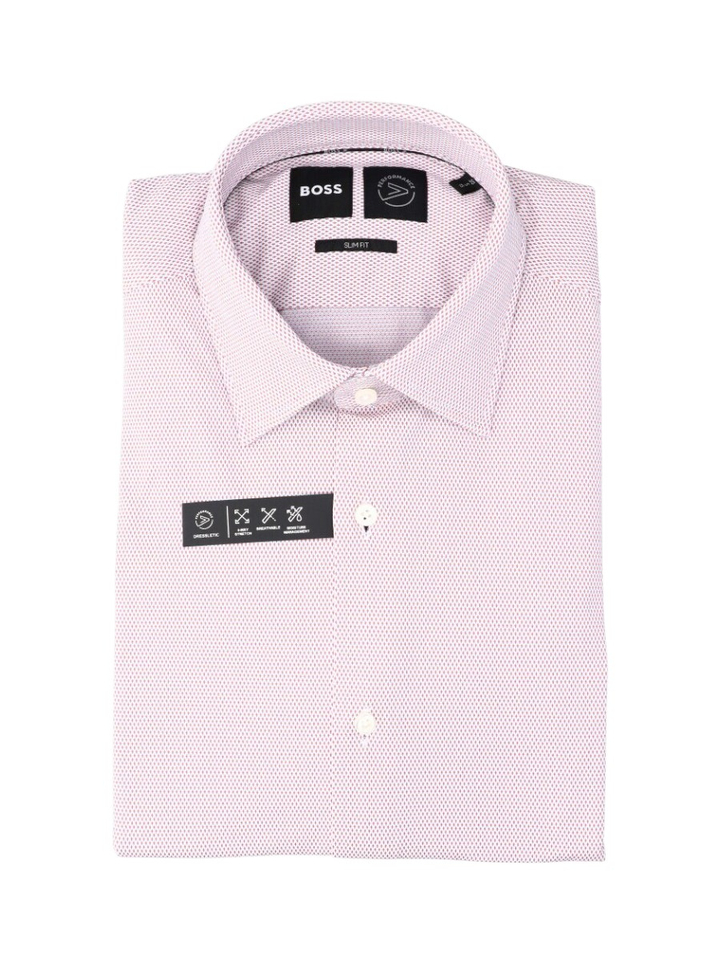 Dark pink katoenen hemd (slim fit) met lange mouwen Hank Hugo Boss