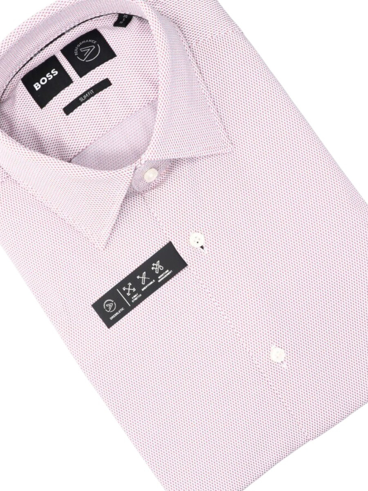 Dark pink katoenen hemd (slim fit) met lange mouwen Hank Hugo Boss