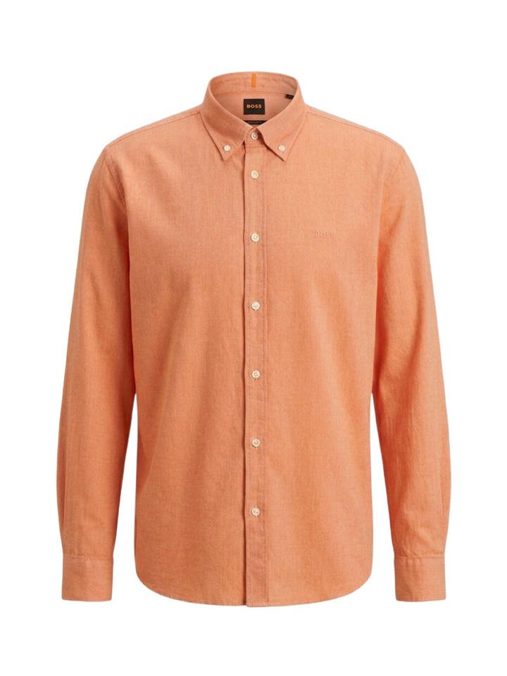 Open orange katoenen hemd (regular fit) met lange mouwen Hugo Boss