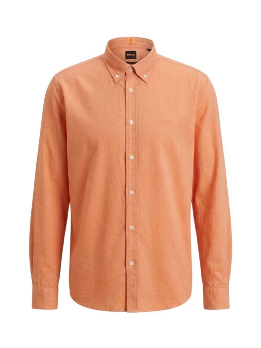 Open orange katoenen hemd (regular fit) met lange mouwen Hugo Boss