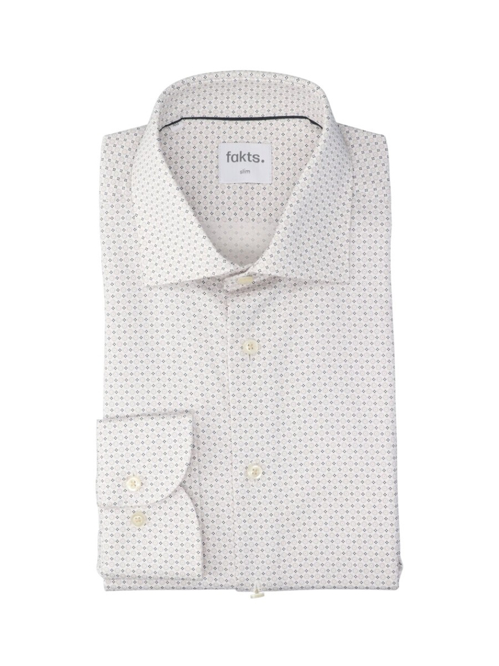Wit katoenen hemd (slim fit) met lange mouwen in print Fakts