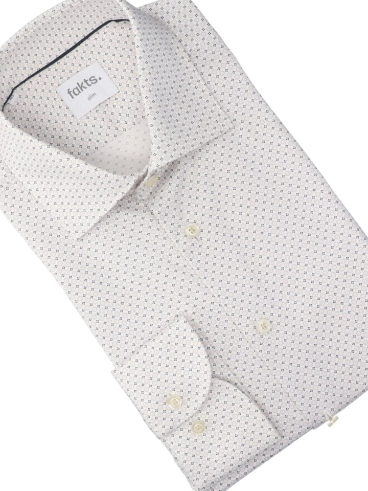 Wit katoenen hemd (slim fit) met lange mouwen in print Fakts