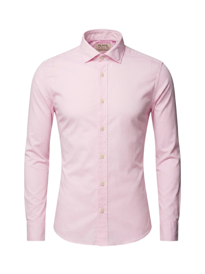 Roze katoenen hemd (slim fit) met lange mouwen Fil Noir