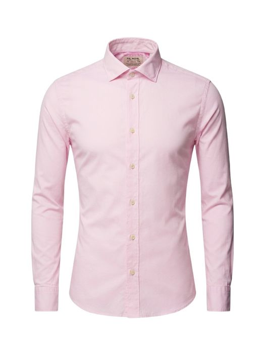 Roze katoenen hemd (slim fit) met lange mouwen Fil Noir