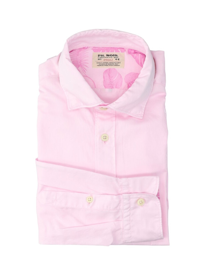 Roze katoenen hemd (slim fit) met lange mouwen Fil Noir