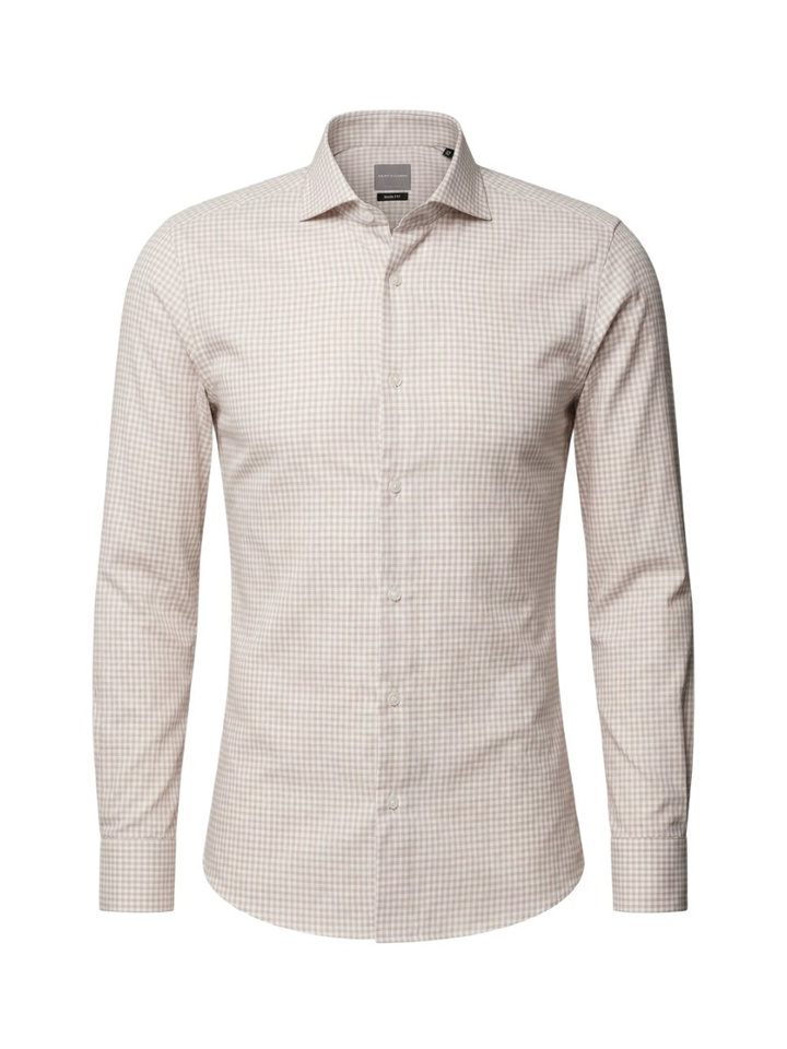 Wit met beige katoenen hemd (slim fit) met lange mouwen Gentiluomo