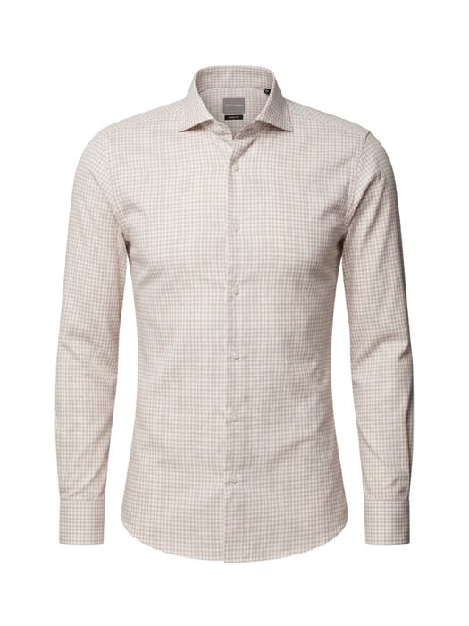 Wit met beige katoenen hemd (slim fit) met lange mouwen Gentiluomo