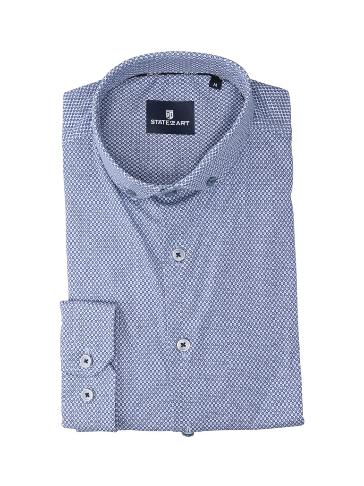 Blauw katoenen hemd (regular fit) met lange mouwen State Of Art 