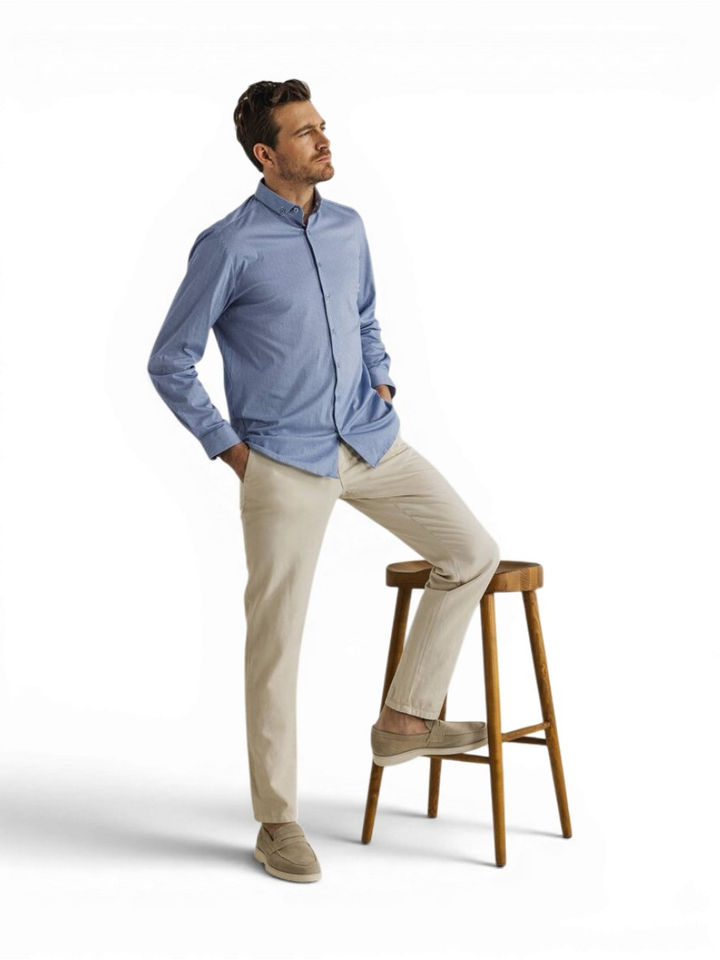 Blauw katoenen hemd (regular fit) met lange mouwen State Of Art 