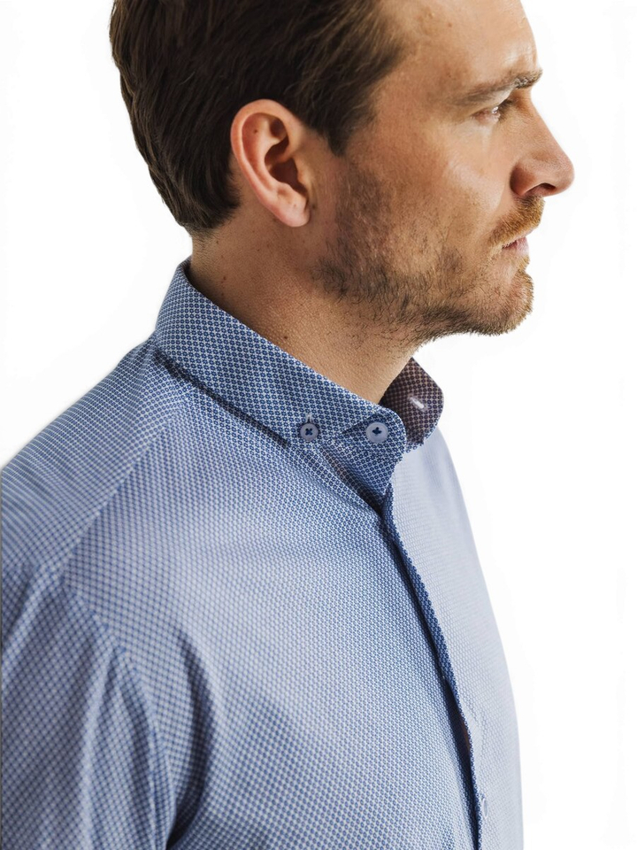 Blauw katoenen hemd (regular fit) met lange mouwen State Of Art 