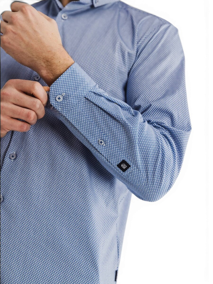 Blauw katoenen hemd (regular fit) met lange mouwen State Of Art 