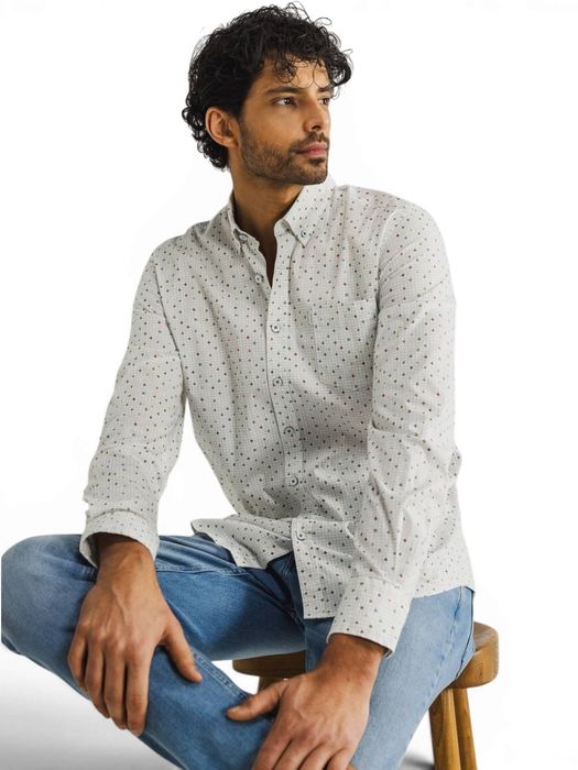 Ecru hemd met print (regular fit) State Of Art