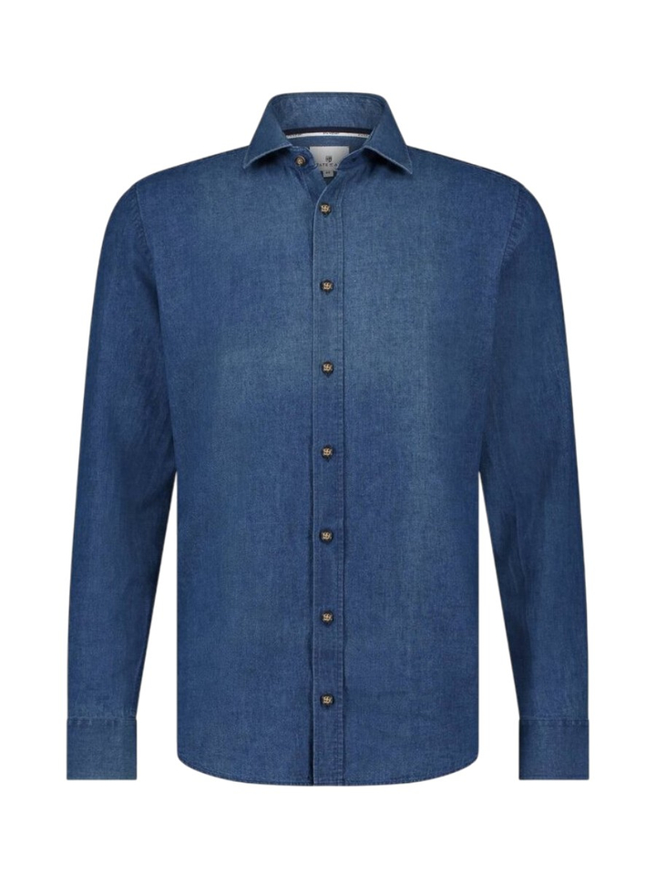 Denim look linnen hemd (regular fit) met lange mouwen State Of Art